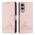 Samsung Galaxy S25 Edge 5G Cat Rat Embossed RFID Leather Phone Case with Lanyard - Pink