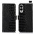 Samsung Galaxy S25 Edge 5G Crocodile Top Layer Cowhide Leather Phone Case - Black