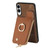 Samsung Galaxy S25 Edge 5G Cross Leather Ring Vertical Zipper Wallet Back Phone Case - Brown