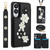 Samsung Galaxy S25 Edge 5G Crossbody Flower Pattern Leather Phone Case - Black Samsung Galaxy S25 Edge 5G Crossbody Flower Pattern Leather Phone Case - Black