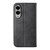 Samsung Galaxy S25 Edge 5G Cubic Grid Calf Texture Magnetic Leather Phone Case - Black