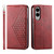 Samsung Galaxy S25 Edge 5G Cubic Grid Calf Texture Magnetic Leather Phone Case - Red