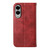 Samsung Galaxy S25 Edge 5G Cubic Grid Calf Texture Magnetic Leather Phone Case - Red