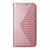 Samsung Galaxy S25 Edge 5G Cubic Grid Calf Texture Magnetic Leather Phone Case - Rose Gold