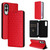 Samsung Galaxy S25 Edge 5G Cubic Grid Texture Flip Leather Phone Case - Red Samsung Galaxy S25 Edge 5G Cubic Grid Texture Flip Leather Phone Case - Red