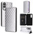 Samsung Galaxy S25 Edge 5G Cubic Grid Texture Flip Leather Phone Case - Silver