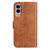 Samsung Galaxy S25 Edge 5G Dual-Folded S-shape Leather Phone Case - Brown
