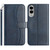 Samsung Galaxy S25 Edge 5G Dual-Folded S-shape Leather Phone Case - Navy Blue