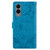 Samsung Galaxy S25 Edge 5G Embossed Floral Pattern Leather Phone Case - Blue