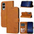 Samsung Galaxy S25 Edge 5G Embossed Happy Cat Pattern Flip Leather Phone Case - Yellow