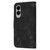 Samsung Galaxy S25 Edge 5G Embossed Line Leather Phone Case with Lanyard - Black