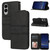Samsung Galaxy S25 Edge 5G Embossed Stripes Skin Feel Leather Phone Case - Black