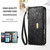 Samsung Galaxy S25 Edge 5G Flowers Leaves Zipper Wallet Leather Phone Case with Strap - Black