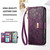 Samsung Galaxy S25 Edge 5G Flowers Leaves Zipper Wallet Leather Phone Case with Strap - Purple