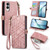 Samsung Galaxy S25 Edge 5G Geometric Zipper Wallet Side Buckle Leather Phone Case - Pink