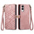 Samsung Galaxy S25 Edge 5G Geometric Zipper Wallet Side Buckle Leather Phone Case - Pink