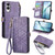 Samsung Galaxy S25 Edge 5G Geometric Zipper Wallet Side Buckle Leather Phone Case - Purple