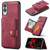 Samsung Galaxy S25 Edge 5G JEEHOOD J01 Retro Magnetic Detachable Wallet Phone Case - Red