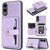 Samsung Galaxy S25 Edge 5G Kalebol Magnetic Button Card Bag MagSafe Ring Leather Phone Case - Purple