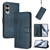 Samsung Galaxy S25 Edge 5G Line Splicing Buckle Retro Leather Phone Case - Dark Blue