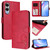 Samsung Galaxy S25 Edge 5G Litter Panda Embossing RFID Leather Phone Case with Lanyard - Rose Red