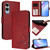 Samsung Galaxy S25 Edge 5G Litter Panda Embossing RFID Leather Phone Case with Lanyard - Wine Red