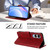 Samsung Galaxy S25 Edge 5G Litter Panda Embossing RFID Leather Phone Case with Lanyard - Wine Red