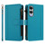 Samsung Galaxy S25 Edge 5G Magnetic Closure 9 Card Slots Zipper Leather Case with Hand Strap - Turquoise