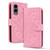 Samsung Galaxy S25 Edge 5G Mandala Embossed Dual-Fold Calf Leather Phone Case - Pink