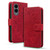 Samsung Galaxy S25 Edge 5G Mandala Embossed Dual-Fold Calf Leather Phone Case - Red