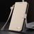 Samsung Galaxy S25 Edge 5G Metal Bow Leather Phone Case with Hand Strap - Apricot