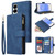 Samsung Galaxy S25 Edge 5G Multifunctional Frosted Zipper Wallet Leather Phone Case - Blue