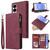 Samsung Galaxy S25 Edge 5G Multifunctional Frosted Zipper Wallet Leather Phone Case - Wine Red