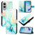 Samsung Galaxy S25 Edge 5G PT003 Marble Pattern Flip Leather Phone Case - Green