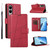 Samsung Galaxy S25 Edge 5G PU Genuine Leather Texture Embossed Line Phone Case - Red
