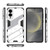Samsung Galaxy S25 Edge 5G Punk Armor 2 in 1 PC + TPU Shockproof Phone Case with Invisible Holder - White