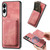 Samsung Galaxy S25 Edge 5G Retro Leather Card Bag Magnetic Phone Case - Pink