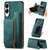 Samsung Galaxy S25 Edge 5G Retro Leather Zipper Wallet Back Phone Case - Green