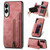 Samsung Galaxy S25 Edge 5G Retro Leather Zipper Wallet Back Phone Case - Pink