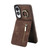 Samsung Galaxy S25 Edge 5G Retro Ring and Zipper RFID Card Slot Phone Case - Brown