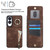 Samsung Galaxy S25 Edge 5G Retro Ring and Zipper RFID Card Slot Phone Case - Brown