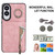 Samsung Galaxy S25 Edge 5G Retro Ring and Zipper RFID Card Slot Phone Case - Pink