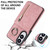 Samsung Galaxy S25 Edge 5G Retro Ring and Zipper RFID Card Slot Phone Case - Pink