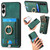 Samsung Galaxy S25 Edge 5G Retro Splitable Magnetic Card Bag Leather Phone Case - Green