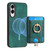 Samsung Galaxy S25 Edge 5G Retro Splitable Magnetic Card Bag Leather Phone Case - Green
