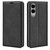 Samsung Galaxy S25 Edge 5G Retro-skin Magnetic Suction Leather Phone Case - Black