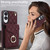 Samsung Galaxy S25 Edge 5G Rhombic Texture Card Bag Phone Case with Long Lanyard - Wine Red
