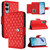 Samsung Galaxy S25 Edge 5G Rhombic Texture Flip Leather Phone Case with Lanyard - Red