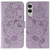 Samsung Galaxy S25 Edge 5G Rose Butterfly Embossed Leather Phone Case - Purple
