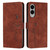 Samsung Galaxy S25 Edge 5G Skin Feel Heart Embossed Leather Phone Case with Long Lanyard - Brown
